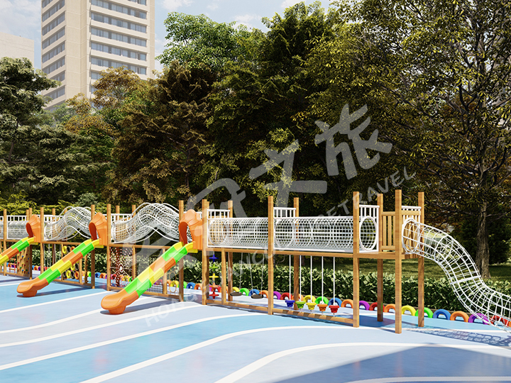 幼儿园体能攀爬训练长廊爬网滑梯组合